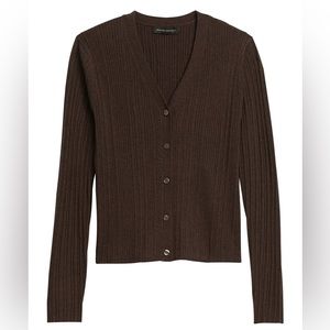 Banana Republic marled chocolate brown ribbed knit slim fit cardigan